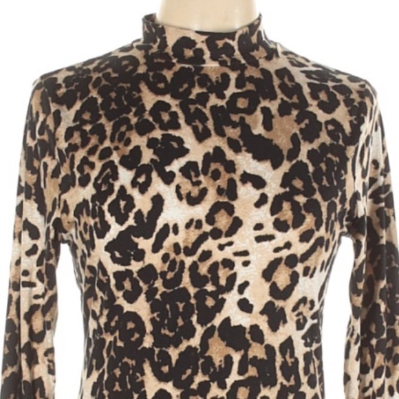 Gaze L tan animal print asymmetrical stretch top - Picture 3 of 12